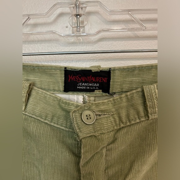 VTG Yves Saint Laurent green bootcut corduroy pants flap pocket high rise 27 - Picture 5 of 11